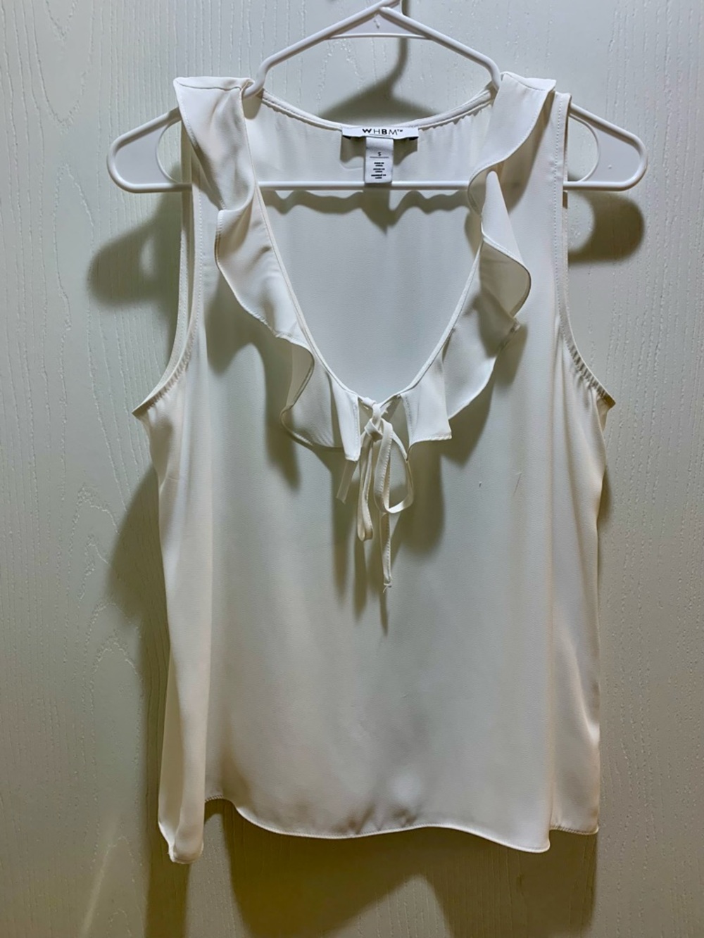 White House Black Market Cream Ruffle Tie-Front Sleeveless Camisole